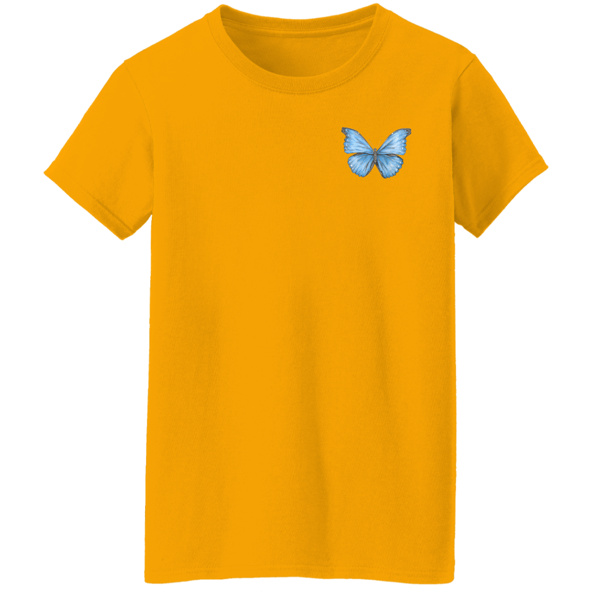 Ladies 5.3 oz Tee (Multiple Sizes/Colours) Cramer's Blue Morpho Butterfly 1