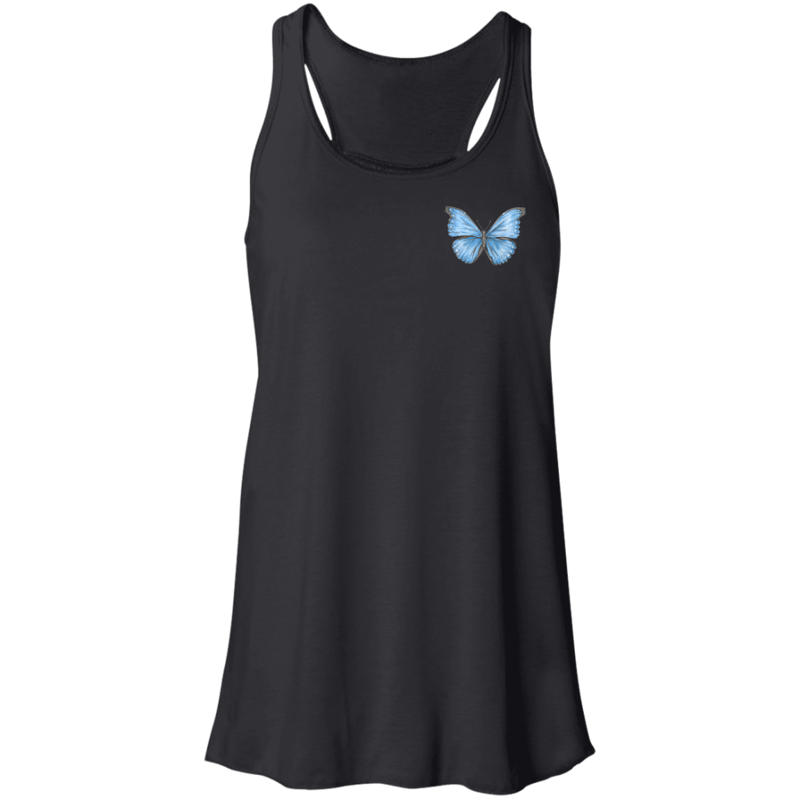 Flowy Racerback Tank (Multiple Sizes/Colours) Cramer’s Blue Morpho Butterfly 1