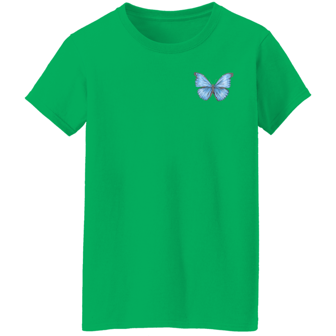 Ladies 5.3 oz Tee (Multiple Sizes/Colours) Cramer's Blue Morpho Butterfly 1