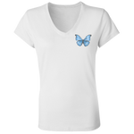 Ladies'  V-Neck Tee (Multiple Colours/Sizes) Cramer’s Blue Morpho Butterfly 1