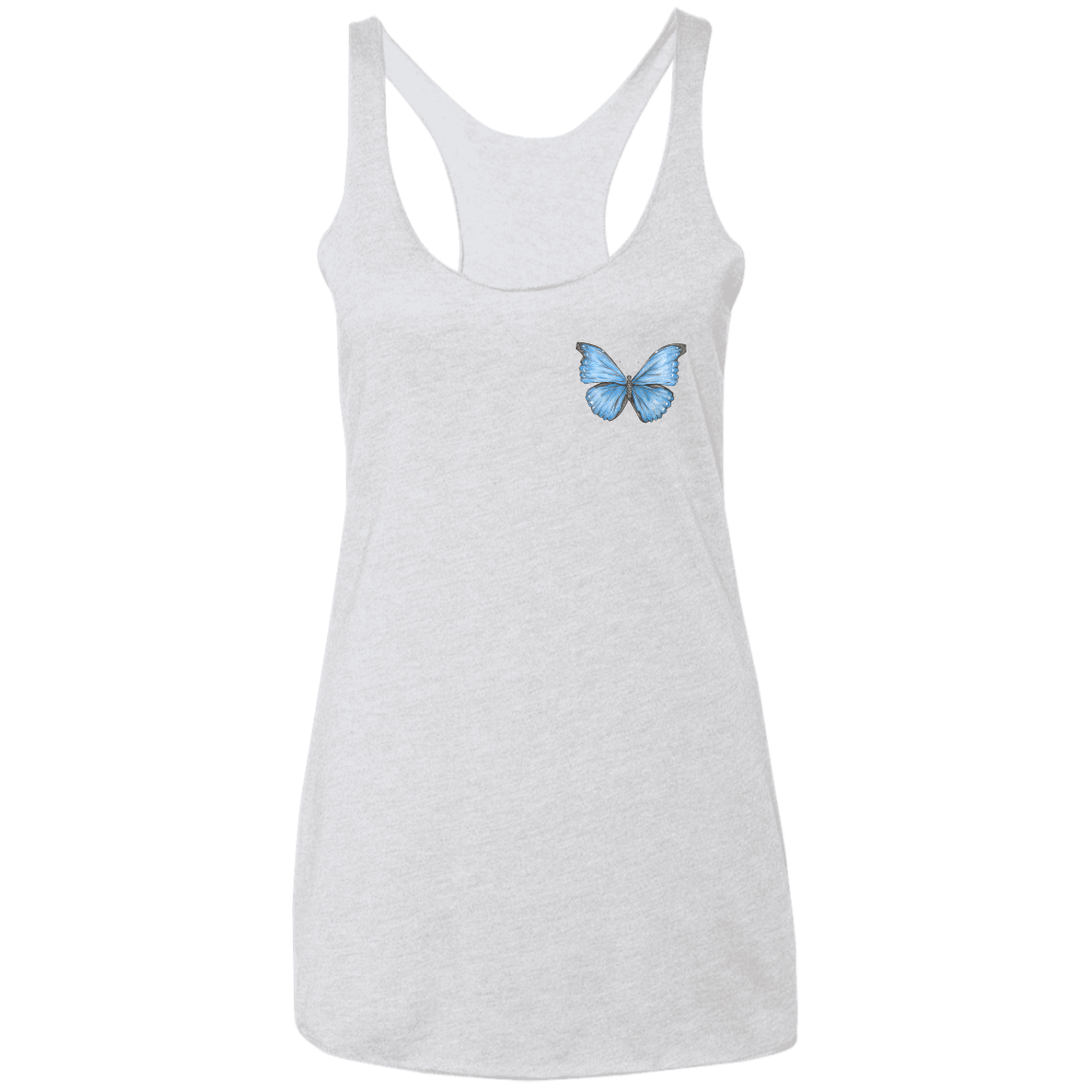 Ladies' Triblend Racerback Tank (Multiple Sizes/Colours) Cramer’s Blue Morpho Butterfly 1