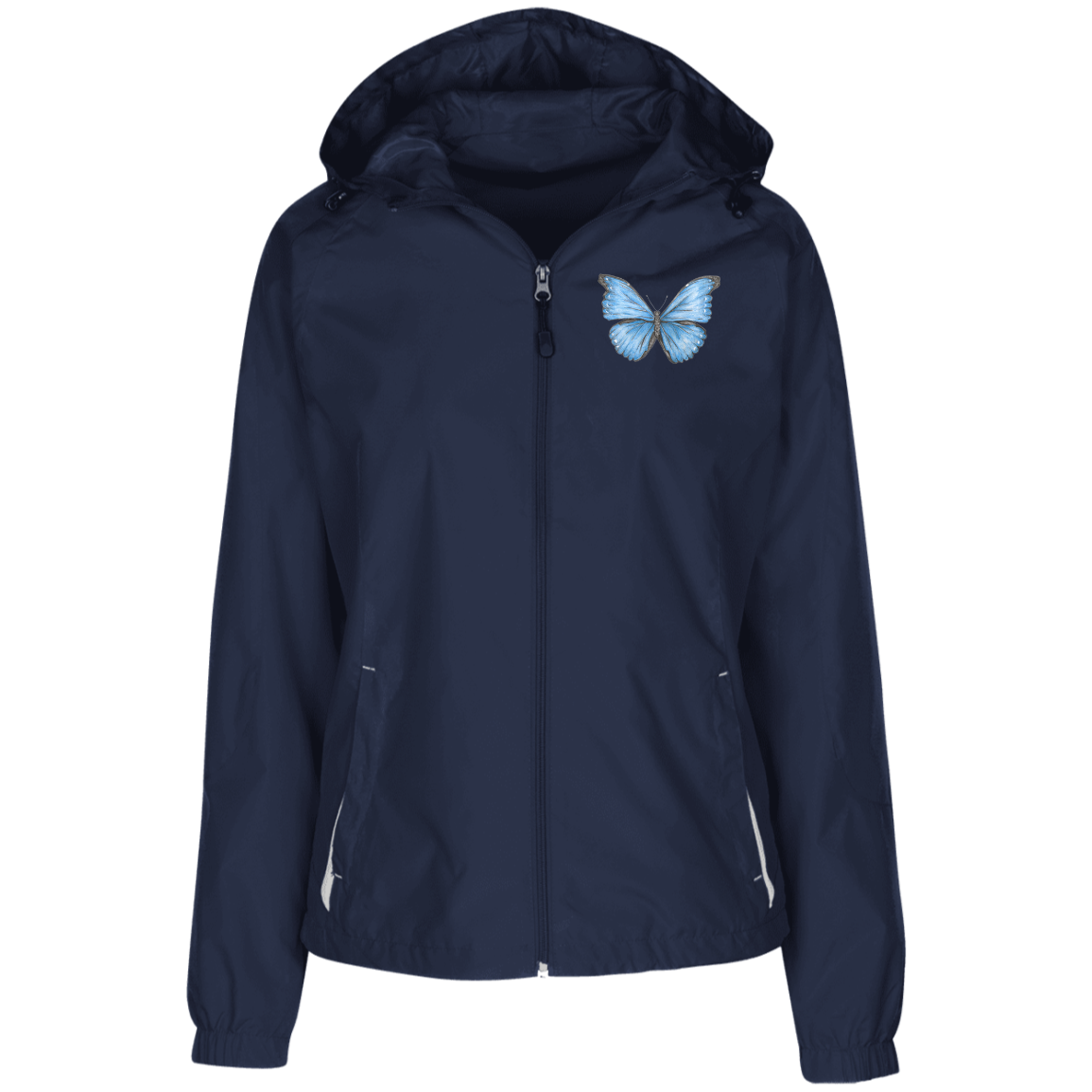 Ladies'  Windbreaker (Multiple Sizes/ Colours) Cramer's Blue Morpho Butterfly 1