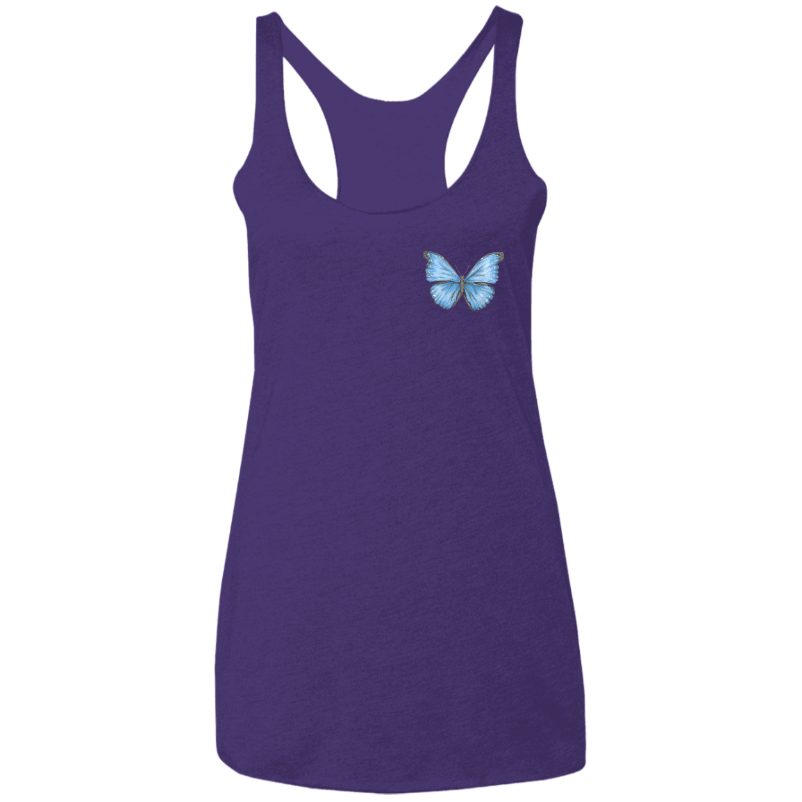 Ladies' Triblend Racerback Tank (Multiple Sizes/Colours) Cramer’s Blue Morpho Butterfly 1