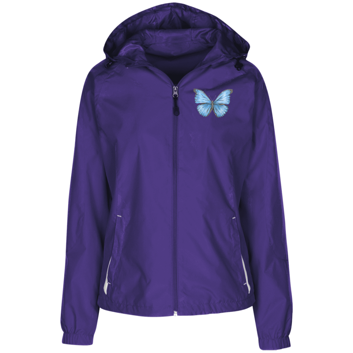 Ladies'  Windbreaker (Multiple Sizes/ Colours) Cramer's Blue Morpho Butterfly 1